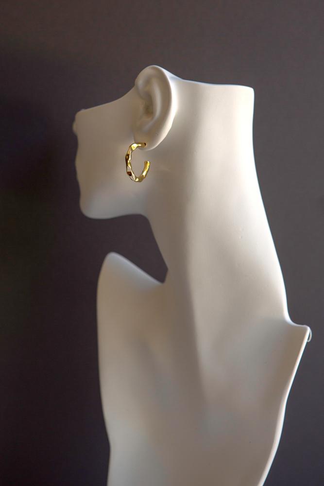 Gold Hammered Hoop Earrings - Wynter Bloom